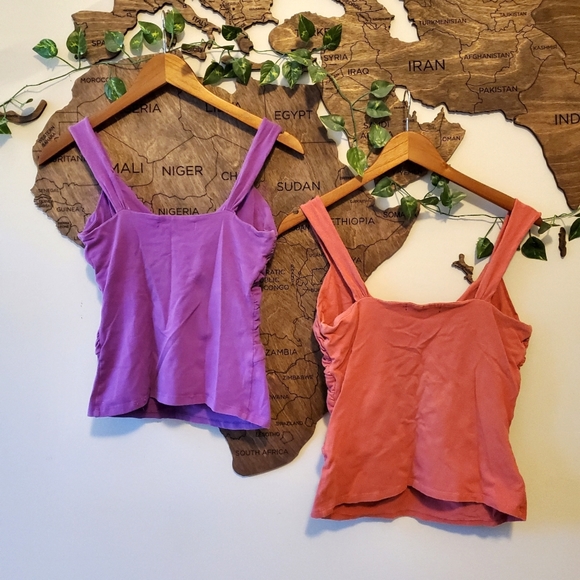 Set of 2 Purple & Pink Tank Tops with Built-in Cups - Picture 2 of 6